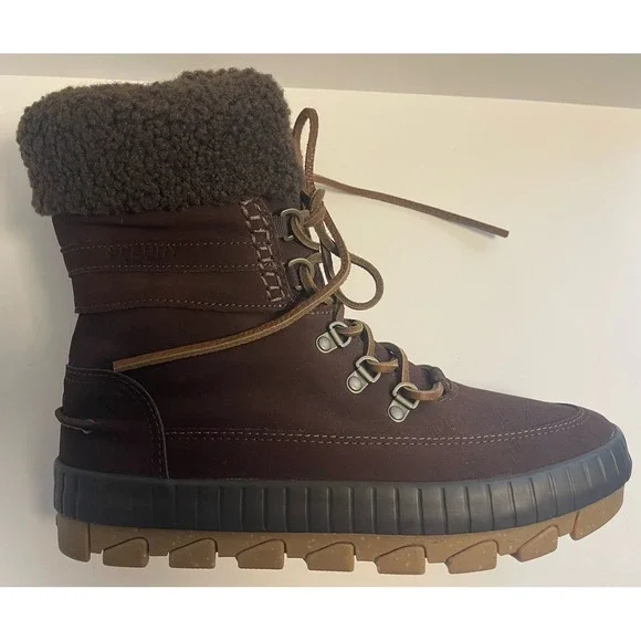 Sperry Women's Boots Torrent Lace Up Brown Leather Faux Fur Trim Winter Size 9.5 - Picture 6 of 16